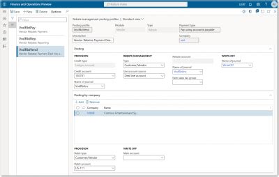 Rebate management posting setup .